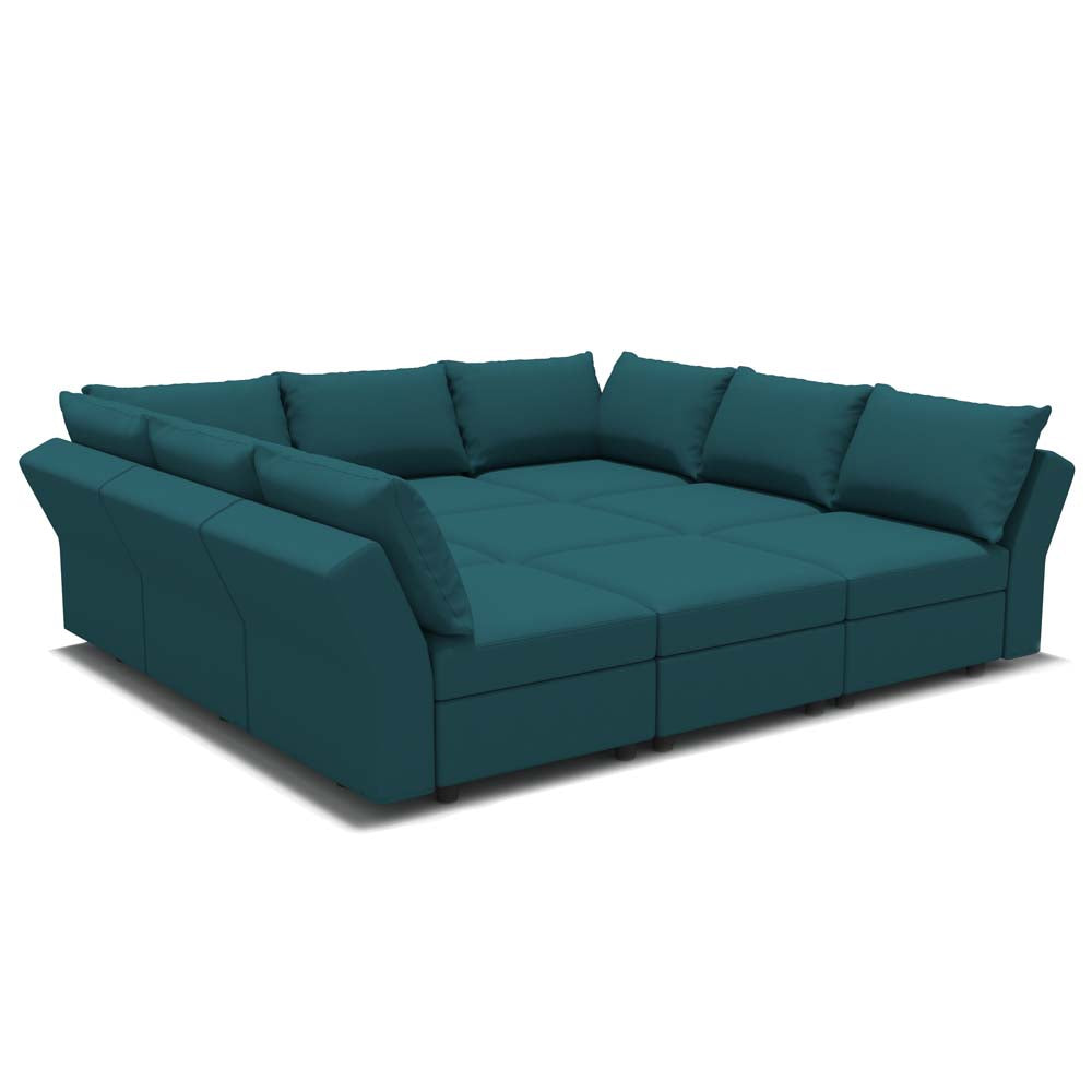 Ainfox 9 Seats + 9 Sides Modular Sectional Sofa Sleeper Sofa Flannel Sofa with Storage Seat