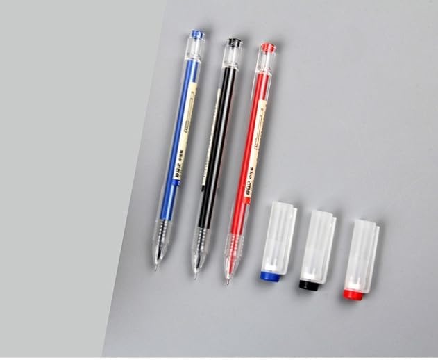 Gel Ink Pens 0.35mm Fine Needle Tip, 12 Pack, Black/Blue/Red
