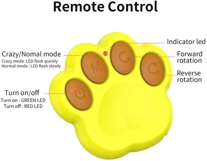 Interactive Pet Ball Toy with Remote Paw Controller, Yellow, Electronic Dog/Cat Entertainment,
