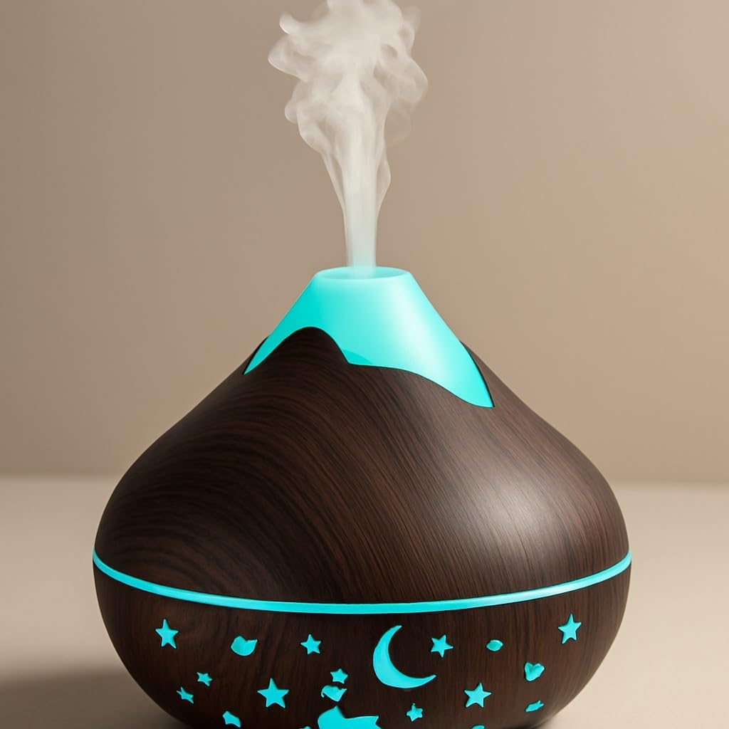 7 Colour LED Air Diffuser & Humidifier with Aromatic Essential Oil Feature | 350ml Ultrasonic Cool Mist | Auto Shut-Off | Aromatherapy Diffuser for Home, Office, Spa and More!