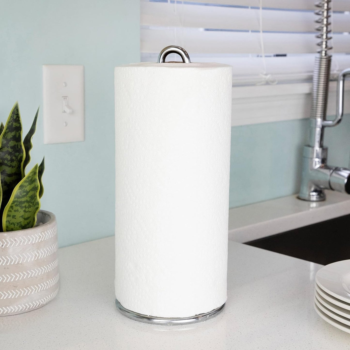 FitWell Paper Towel Holder for Kitchen Countertops, Bars & Dining Tables Steel Paper Towel Stand, Fits Standard & Jumbo Rolls, 1 Count