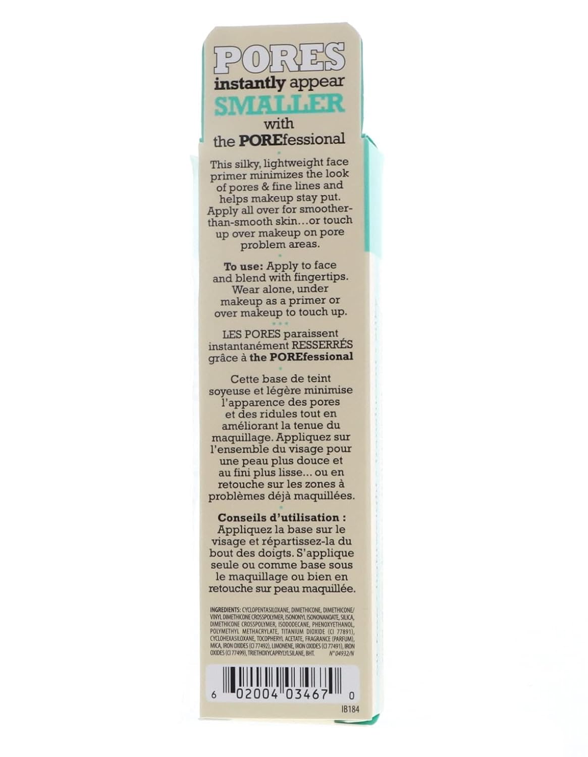 Benefit Cosmetics Professional Pro Balm Face Primer Pore Minimizer .75 Ounce