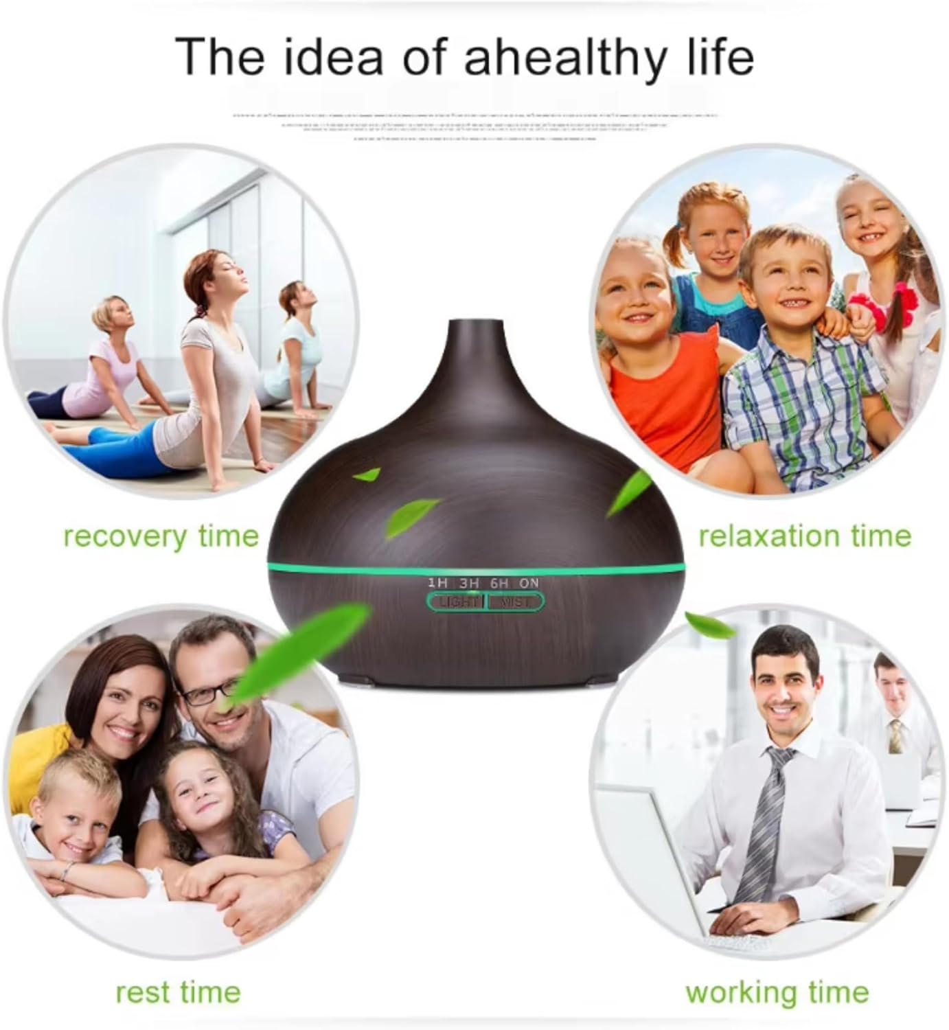 Fragrance Humidifier Essential Diffuser 200ml | Essential Oil Air Purifier | Wood Grain Ultrasonic Cool Mist | LED Light | Auto Shut-Off | Home, Office & Spa.