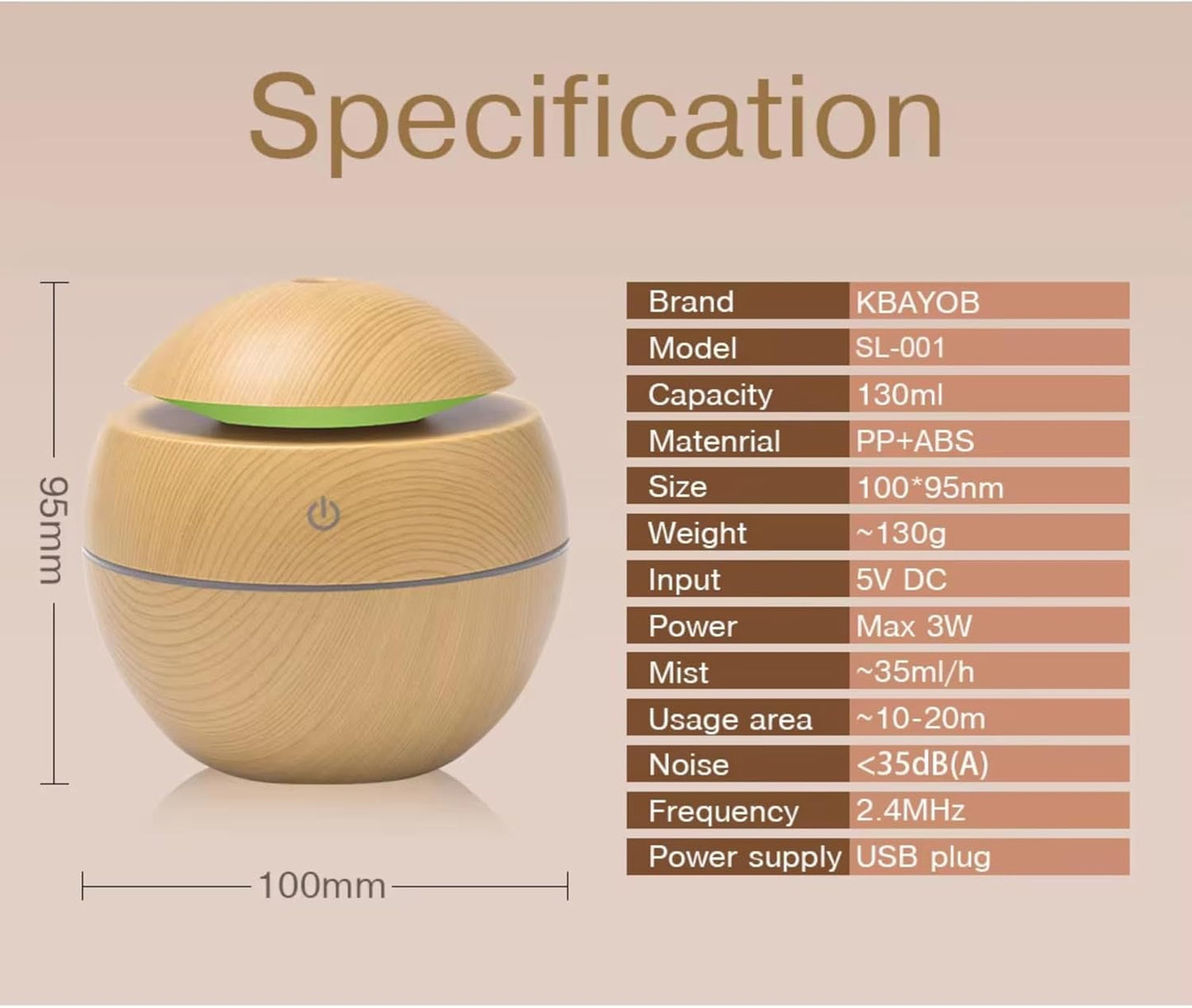 7 Colour LED Air Diffuser & Humidifier with Aromatic Essential Oil Feature | 130ml Ultrasonic Cool Mist | Auto Shut-Off | Aromatherapy Diffuser for Home, Office, Spa and More