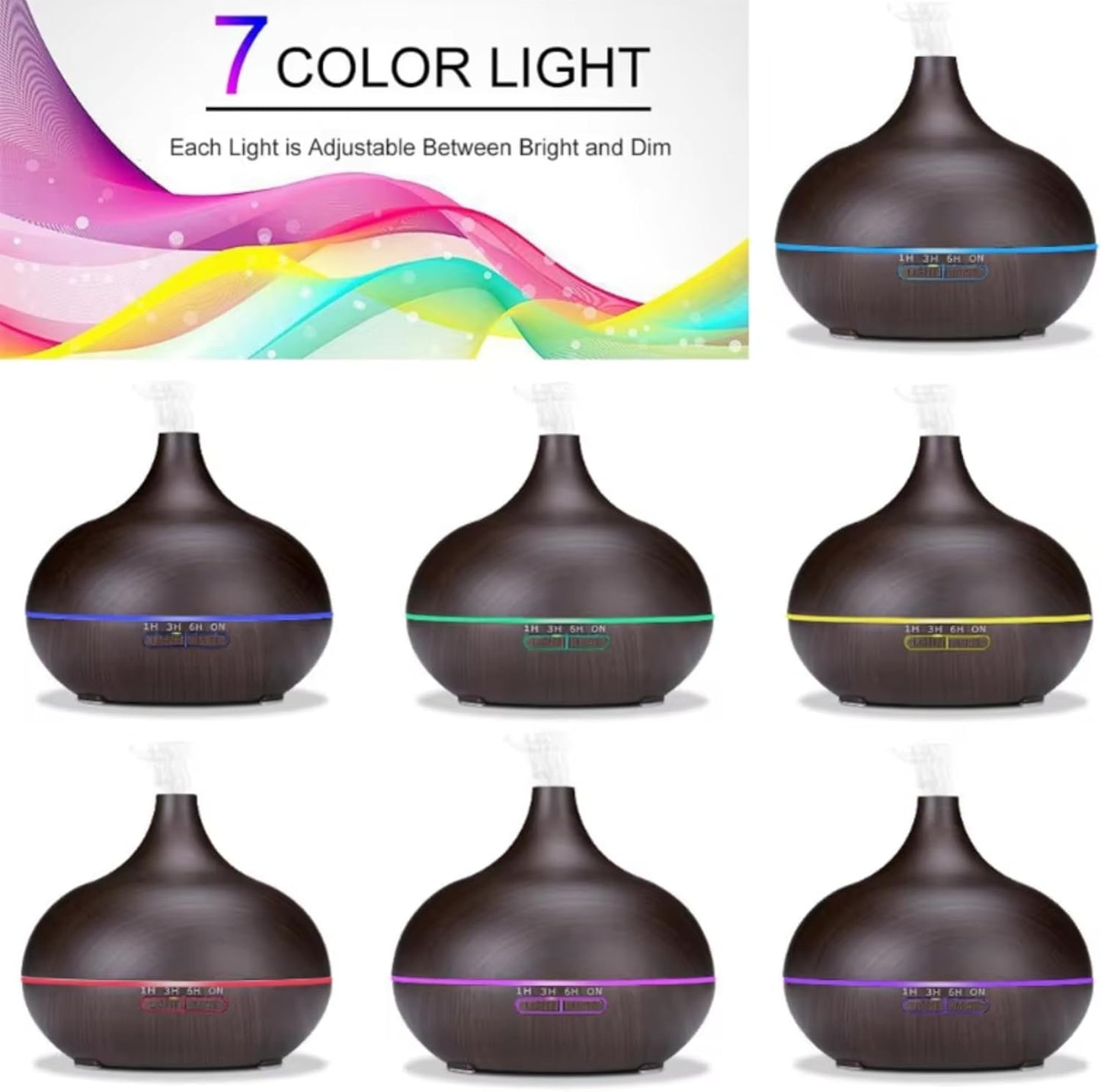 Fragrance Humidifier Essential Diffuser 200ml | Essential Oil Air Purifier | Wood Grain Ultrasonic Cool Mist | LED Light | Auto Shut-Off | Home, Office & Spa.