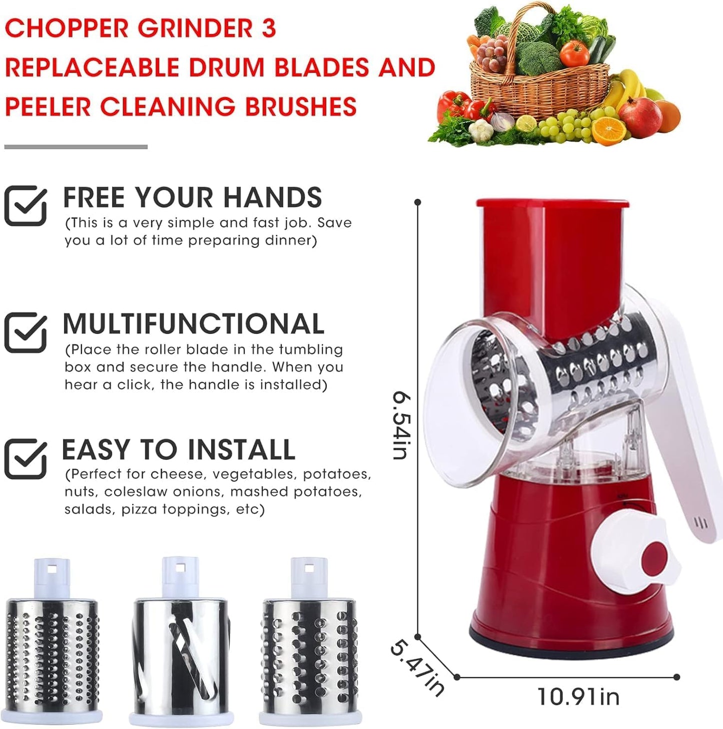 Premium Cheese Grater with Ergonomic Handle | Stainless Steel, Easy to Clean, Multi-Purpose Kitchen Tool | Ideal for grating cheese, vegetables, chocolate, and zesting fruits.