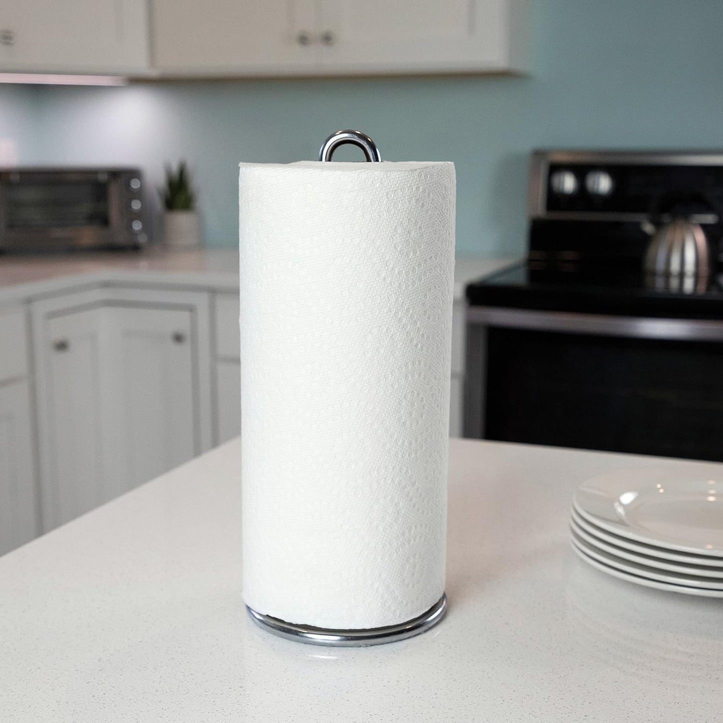 FitWell Paper Towel Holder for Kitchen Countertops, Bars & Dining Tables Steel Paper Towel Stand, Fits Standard & Jumbo Rolls, 1 Count