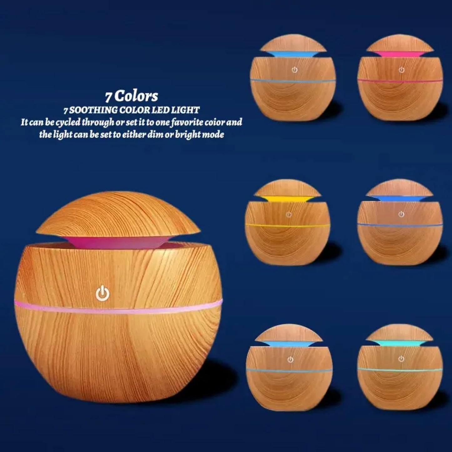 7 Colour LED Air Diffuser & Humidifier with Aromatic Essential Oil Feature | 130ml Ultrasonic Cool Mist | Auto Shut-Off | Aromatherapy Diffuser for Home, Office, Spa and More