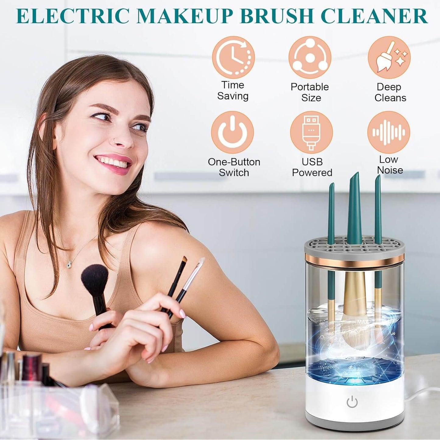Makeup Brush Cleaner Machine, Electric Cosmetic Brush Cleaner, Makeup Brush