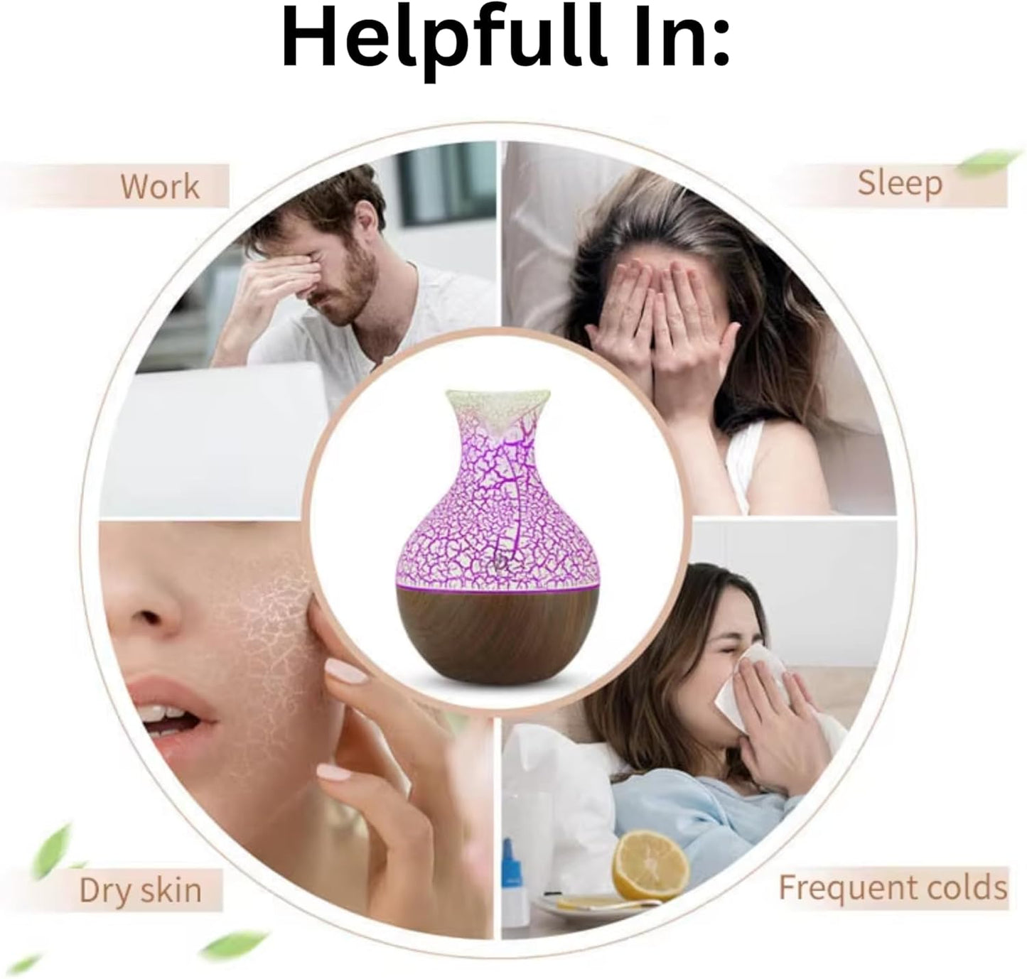 7 Colour LED Air Diffuser & Humidifier with Aromatic Essential Oil Feature | 130ml Ultrasonic Cool Mist | Auto Shut-Off | Aromatherapy Diffuser for Home, Office, Spa and More!