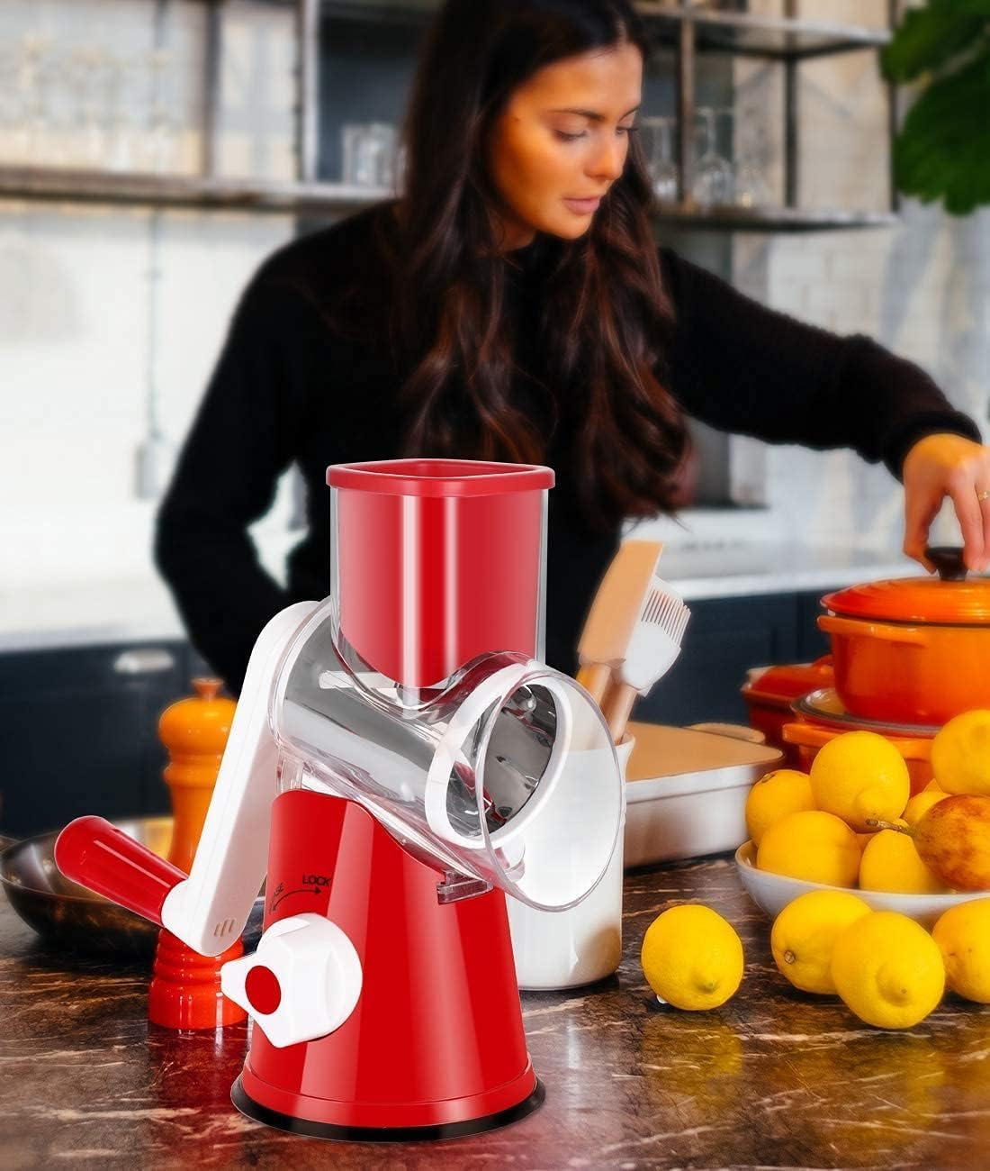 Premium Cheese Grater with Ergonomic Handle | Stainless Steel, Easy to Clean, Multi-Purpose Kitchen Tool | Ideal for grating cheese, vegetables, chocolate, and zesting fruits.