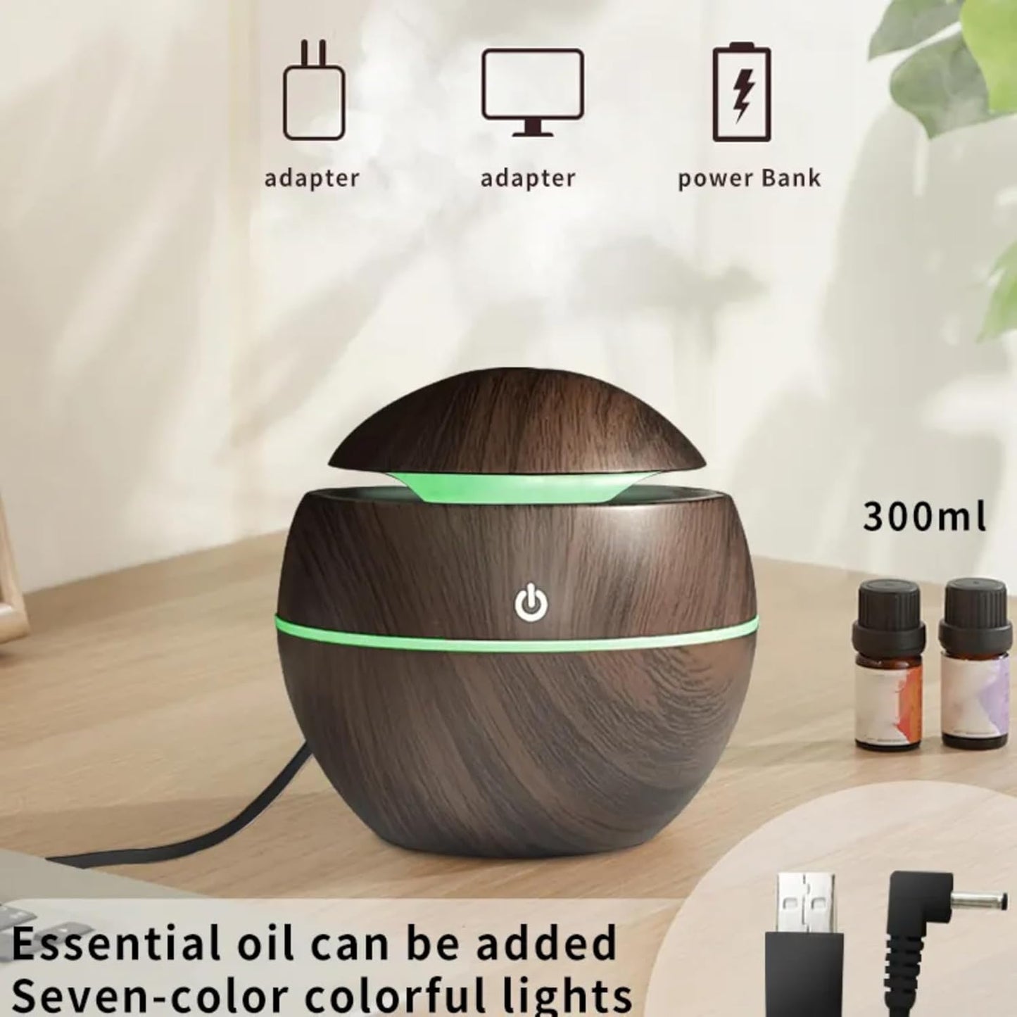 7 Colour LED Air Diffuser & Humidifier with Aromatic Essential Oil Feature | 130ml Ultrasonic Cool Mist | Auto Shut-Off | Aromatherapy Diffuser for Home, Office, Spa and More