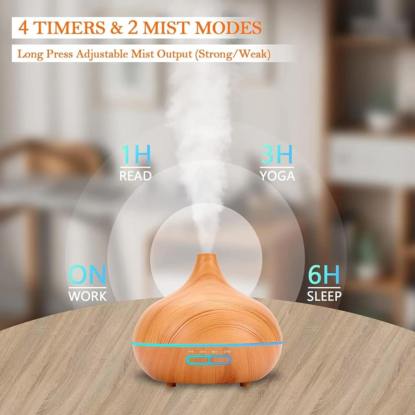Fragrance Humidifier Essential Diffuser 200ml | Essential Oil Air Purifier | Wood Grain Ultrasonic Cool Mist | LED Light | Auto Shut-Off | Home, Office & Spa.