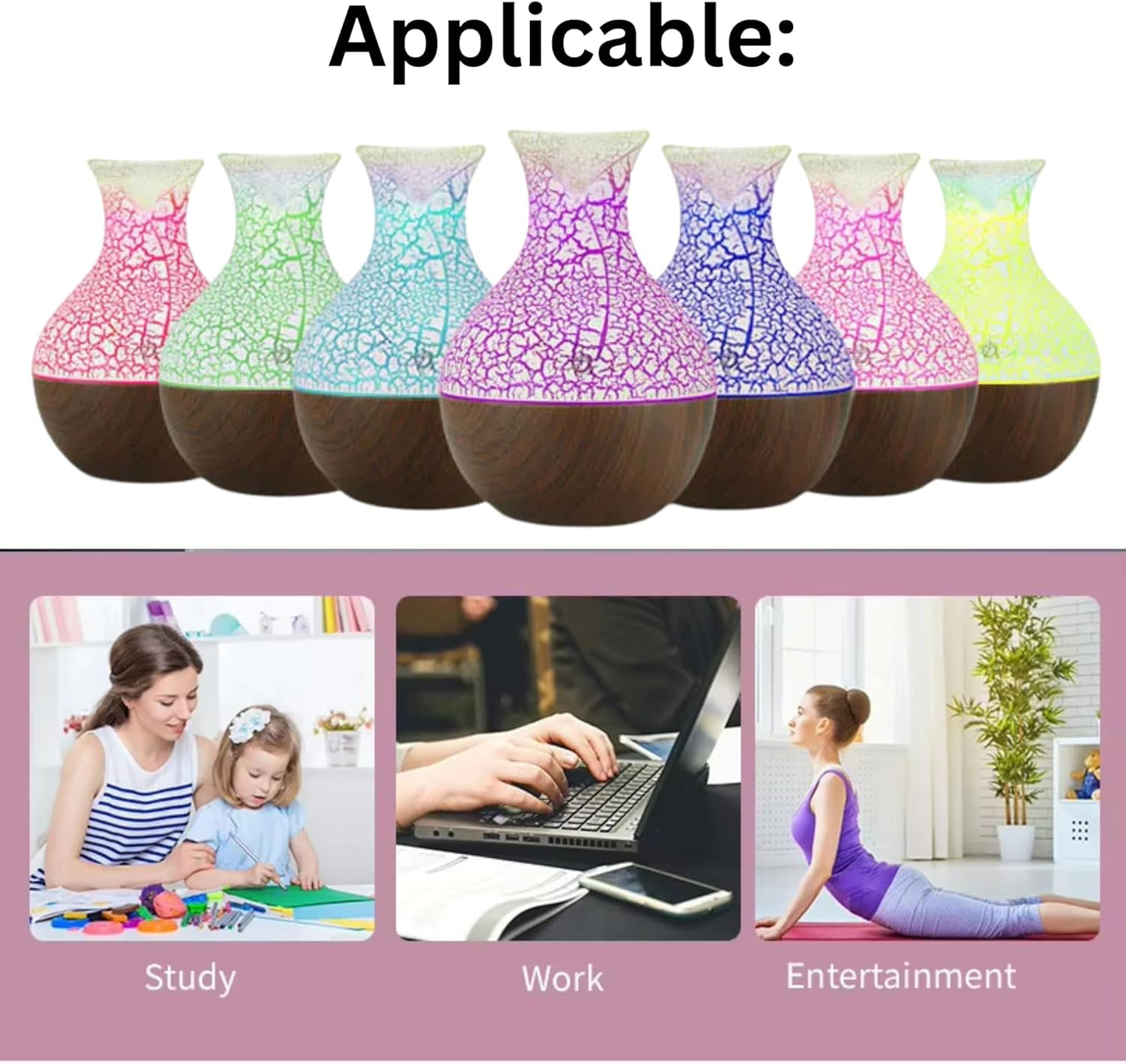 7 Colour LED Air Diffuser & Humidifier with Aromatic Essential Oil Feature | 130ml Ultrasonic Cool Mist | Auto Shut-Off | Aromatherapy Diffuser for Home, Office, Spa and More!