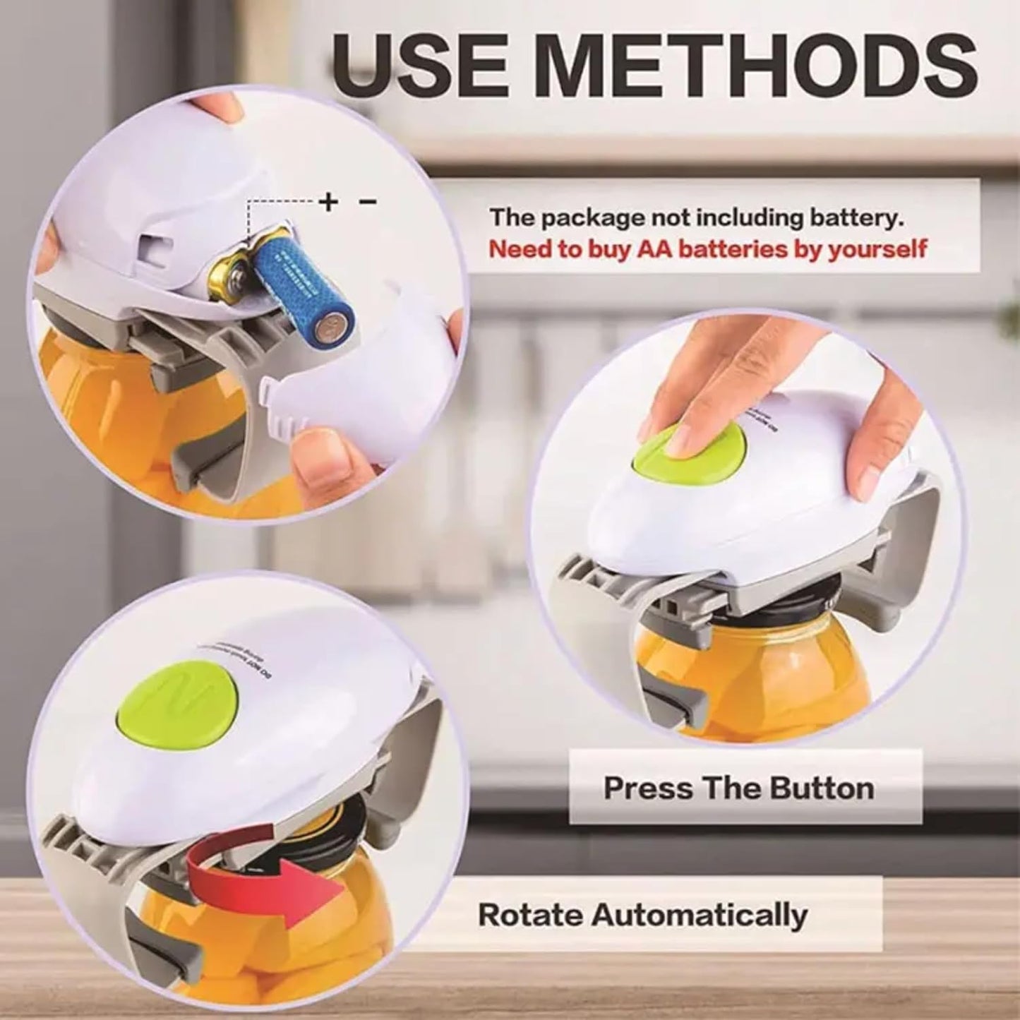 Electric Jar Opener – Hands-Free, Automatic One-Touch Jar Opener for Weak Hands & Seniors with Arthritis – Effortless Lid Remover for Wide & Small Jars – Battery Operated Kitchen Gadget.