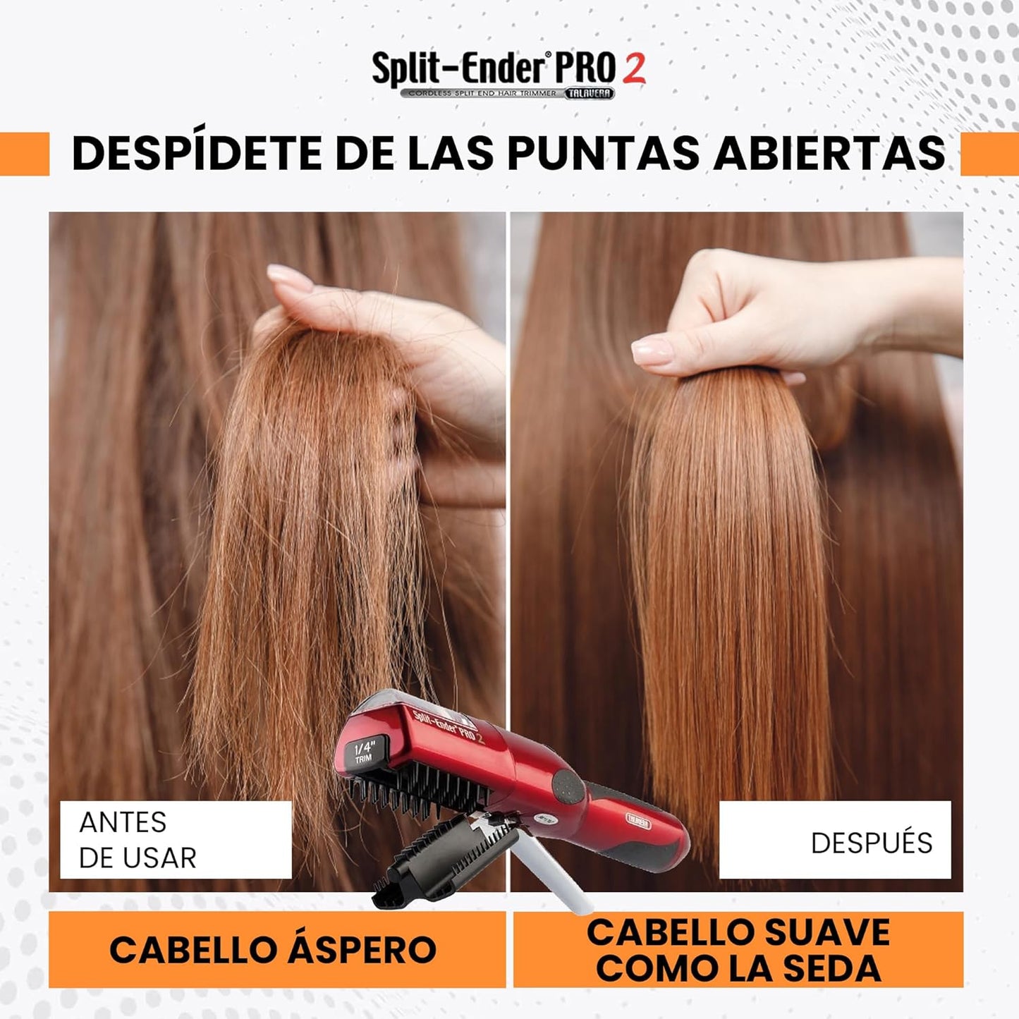 The Original Cordless Split End Hair Trimmer Automatic Rechargeable Home Tool Hair Clipper 2-in-1 for Dry Damaged Splitting Broken Brittle Straight Curly Frizzy Beauty - Red