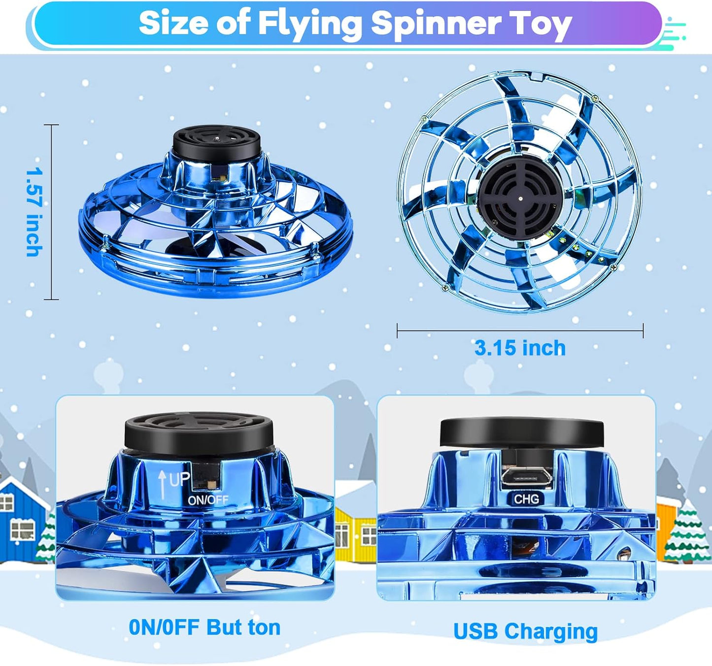 Hand Operated Mini Drone for Kids - LED UFO Flying Orb Ball, Rechargeable Mini Fidget Spinner Toy for Indoor Outdoor,Christmas Birthday Party Gifts..