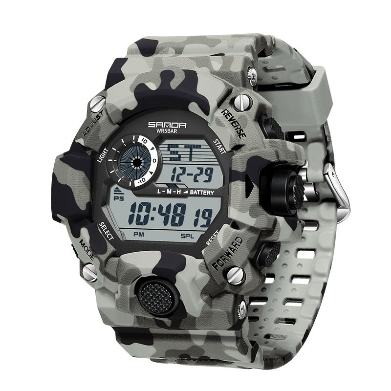 Shock Military Army Mens Watch In Camouflage Style With LED Digital Back Light With Luminous Effect