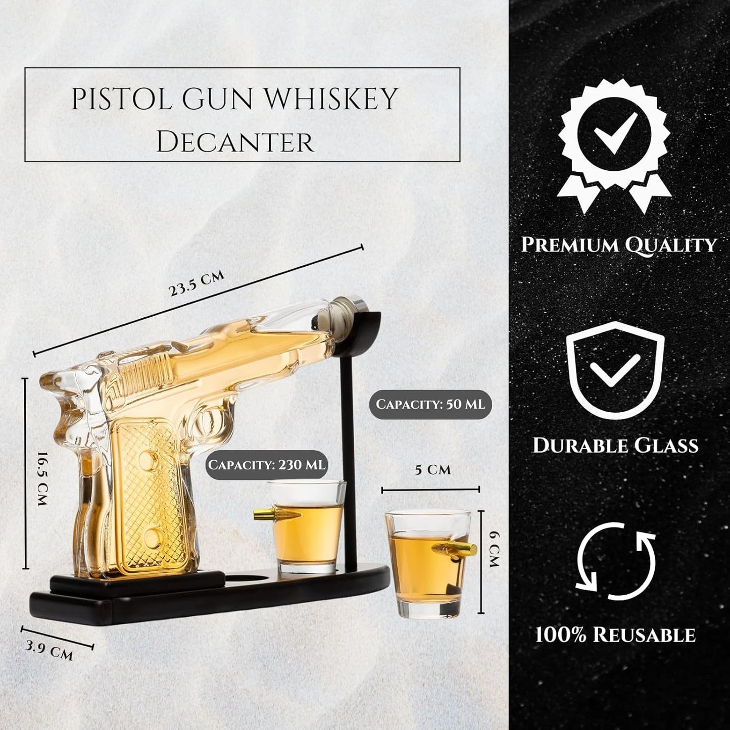 Whiskey Decanter Set + 2 Bullet Glasses