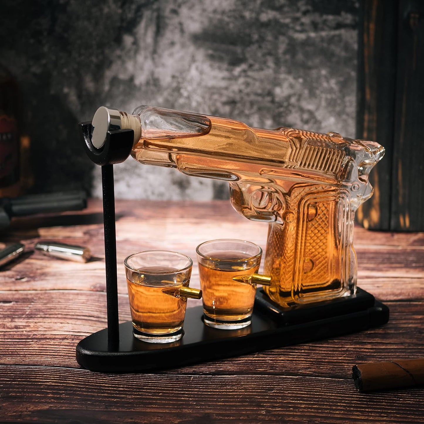 Whiskey Decanter Set + 2 Bullet Glasses