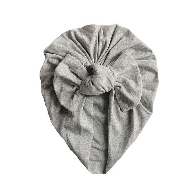 Handamde Elegant Baby Hats for Girls Big Bow Turban Hat Newborn Baby Beanie Cap Solid Color Style