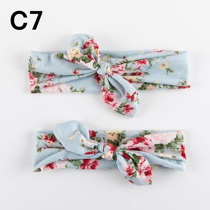 Modern Mother & Baby Headbands Kids Girl Bow With Rabbit ear Print Floral Hair Bands Parent-Child Hair Accessories