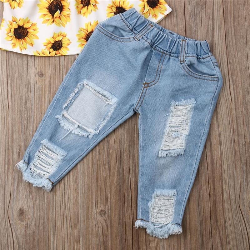 3 Pcs Outfit Clothes Cute Sunflower Top Pants Fashion Casual Suit Perfect For Baby