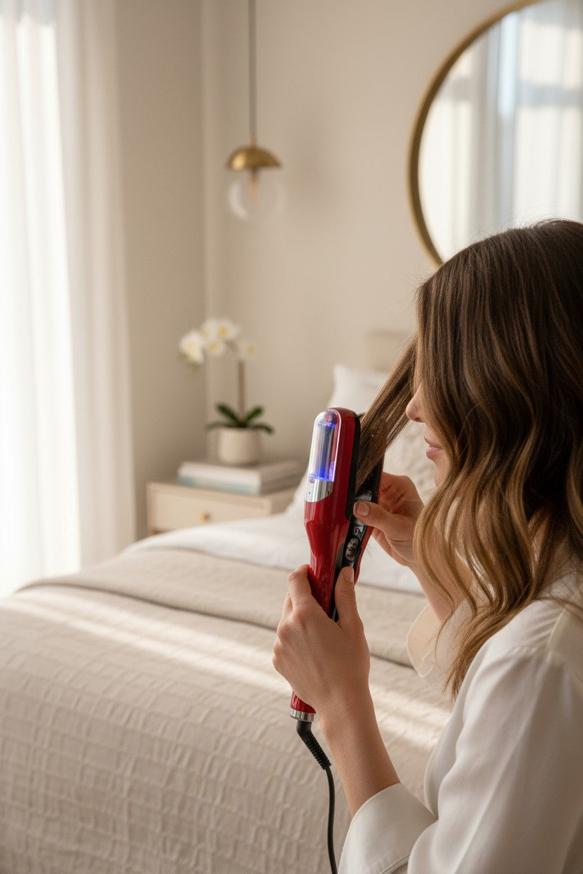 The Original Cordless Split End Hair Trimmer Automatic Rechargeable Home Tool Hair Clipper 2-in-1 for Dry Damaged Splitting Broken Brittle Straight Curly Frizzy Beauty - Red