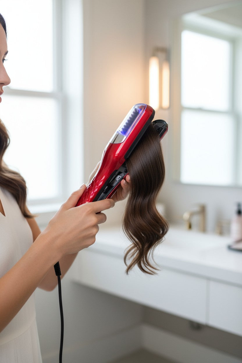 The Original Cordless Split End Hair Trimmer Automatic Rechargeable Home Tool Hair Clipper 2-in-1 for Dry Damaged Splitting Broken Brittle Straight Curly Frizzy Beauty - Red
