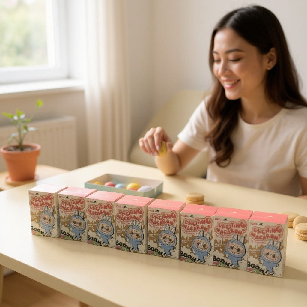 The Monsters - Tasty Macarons Vinyl Face Blind Box, 6PCs The Monsters Blind Box Figures, Random Design Action Figures Collectible Toys Home Decorations, Whole Set 6 IN BOX