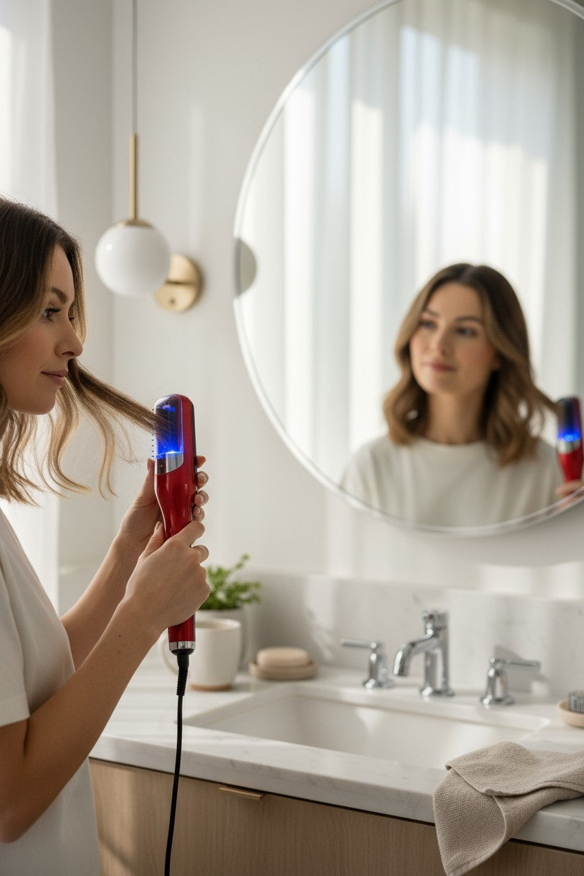 The Original Cordless Split End Hair Trimmer Automatic Rechargeable Home Tool Hair Clipper 2-in-1 for Dry Damaged Splitting Broken Brittle Straight Curly Frizzy Beauty - Red