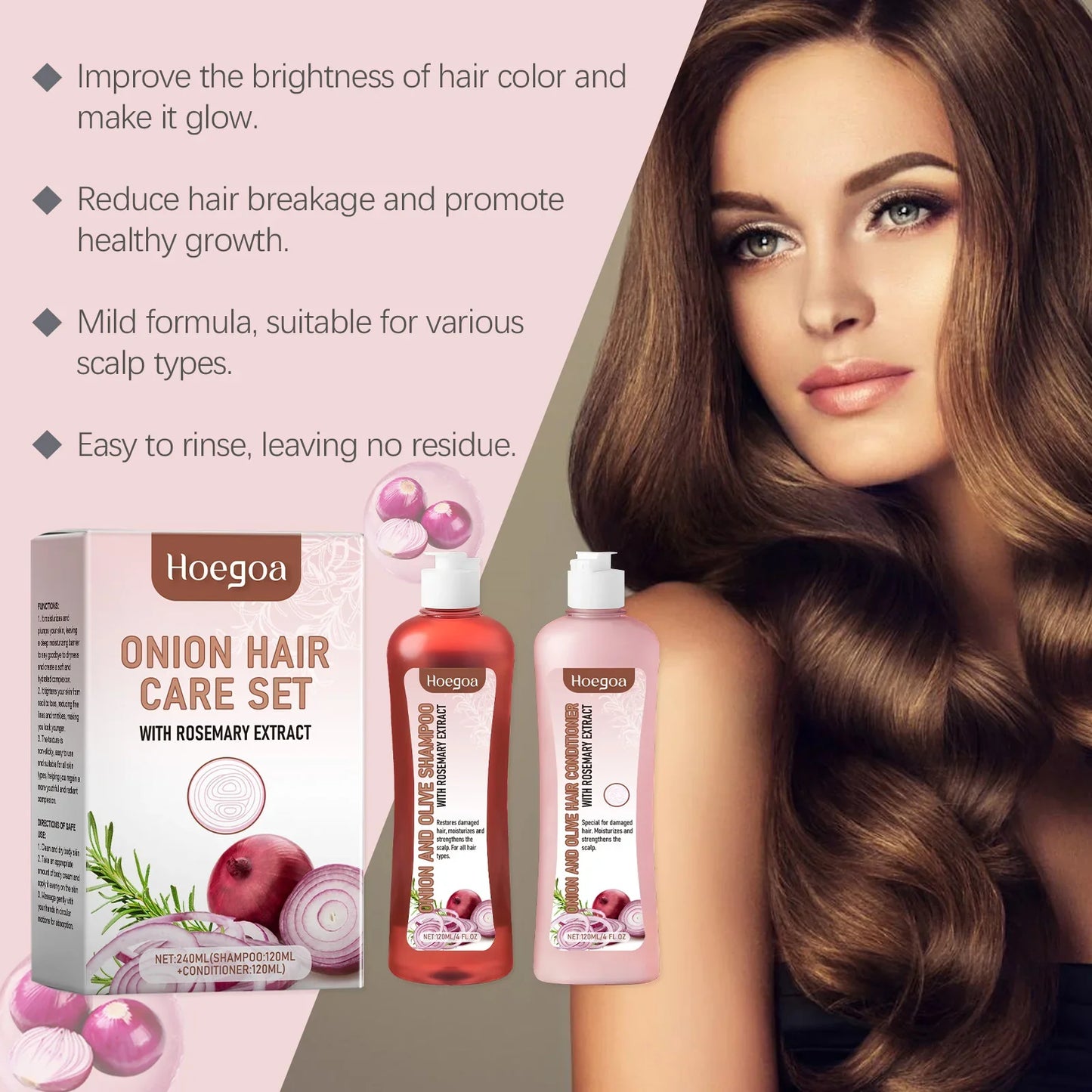 Onion Rosemary Shampoo For Hair Growth Scalp Cleanses Oil Control Improves Hair Quality Volumizing Hair Strengthen Conditioner