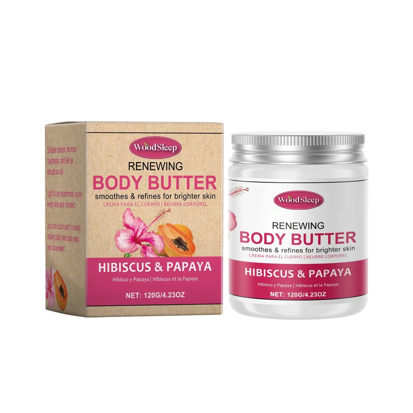 Woodsleep Coconut Body Butter Cream Long Lasting Smooth Skin Firming Anti Crack Honey Mango Papaya Moisturizing Body Cream 120g