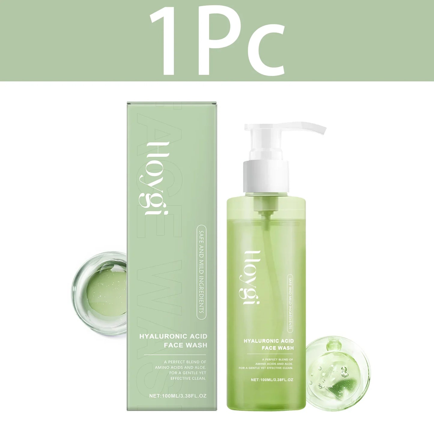 HOYGI Hyaluronic Acid Cleanser Anti Acne Oil Control Blackhead Remover Skin Cleansing Gel Brightening Pore Cleaning Face Wash