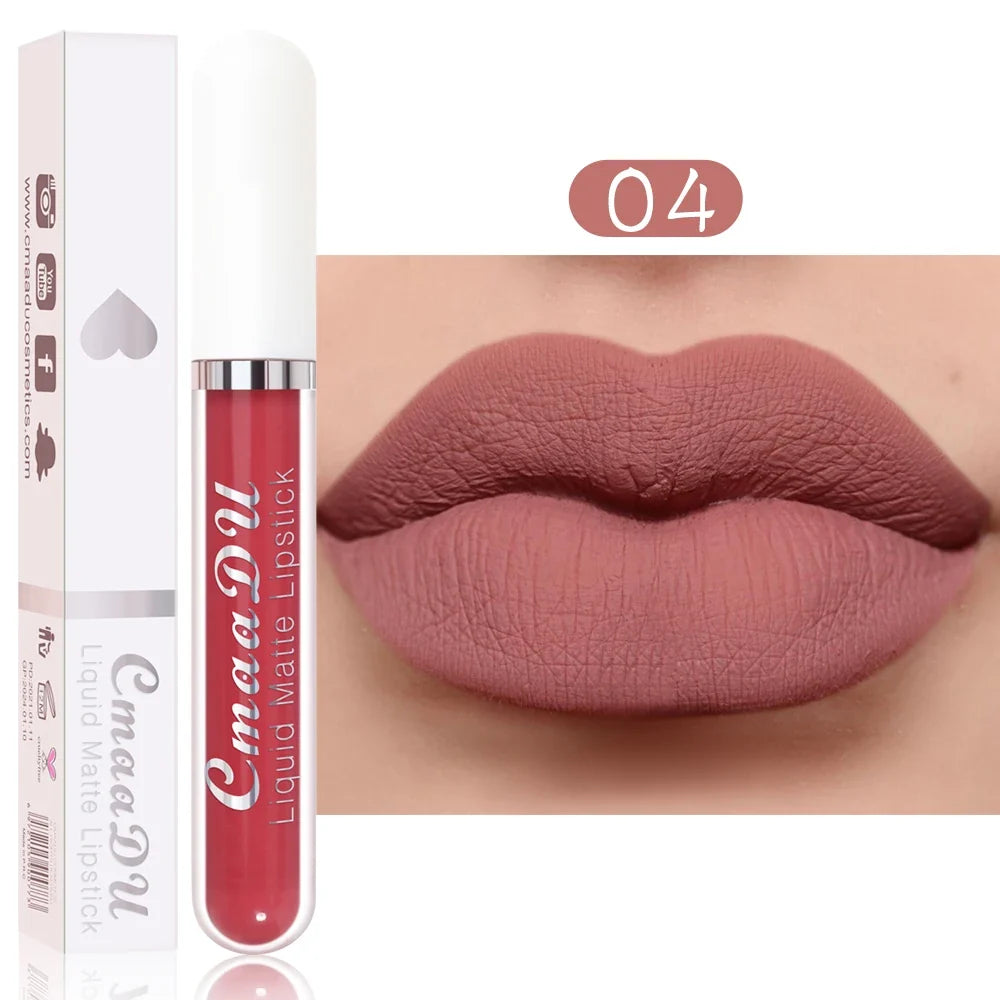 CmaaDu 1 Pcs Matte Lip Gloss Liquid Lipstick- Lip Stains with Long-Lasting Waterproof, Adult Age Range, Red Tones Easy to Color