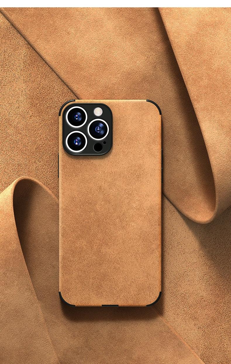 Full Leather Case For iPhone Leather Super Slim Leather Wrapped Phone Case For iPhone 13 11 12 Pro Max Mini X XR XS Max Elegant Purple Soft Silicone Shockproof Cover