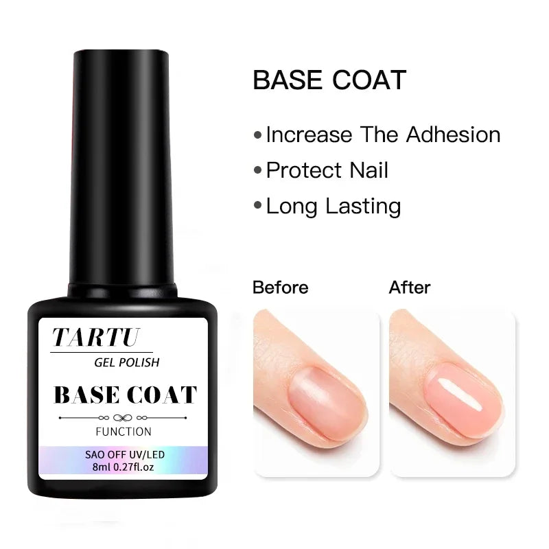 1pc/2pcs/3pcs 8Ml Functional Gel Nail Art Set with Base Coat and Diamond Top Coat,Matte Top ,Soak Off for Nail Art Design Tool