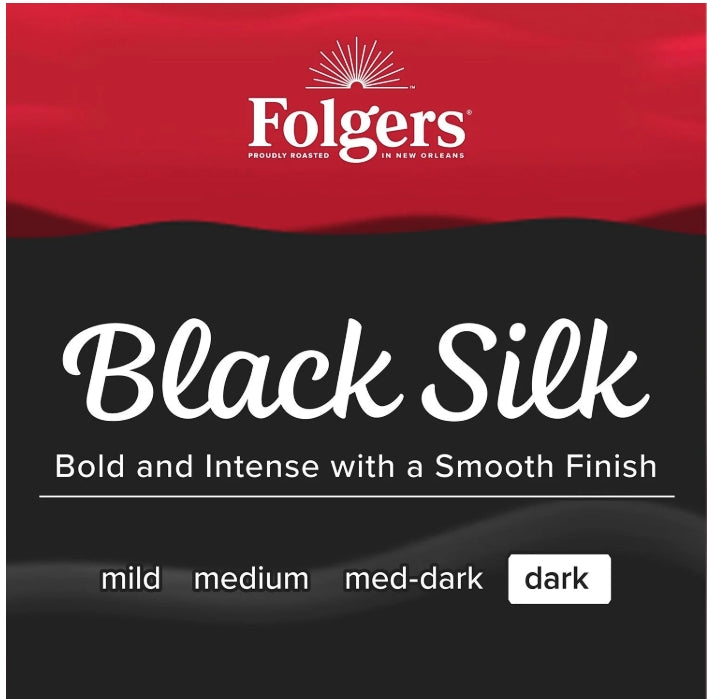 Folgers Dark Roast Ground Coffee, Black Silk, 40.3 oz