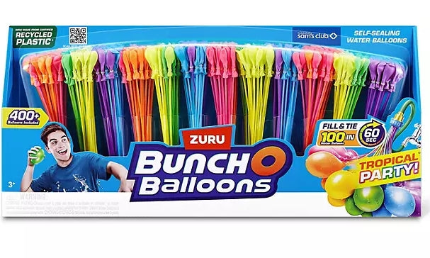 Zuru Bunch O Balloons 400+ Rapid-Fill Self-Tying Recyclable Water Balloons, 12 Stems