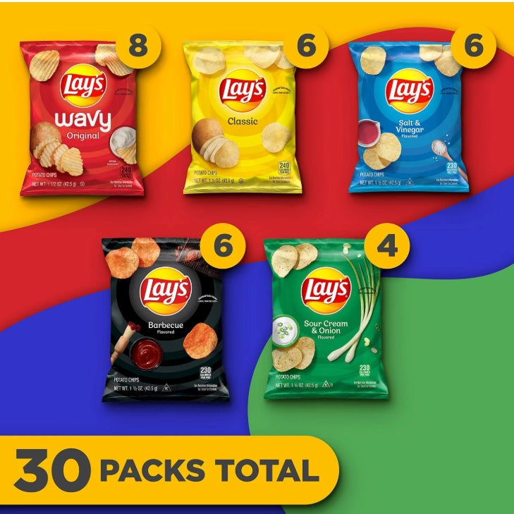 Lay's Mix Variety Pack Potato Chips, 30 pk