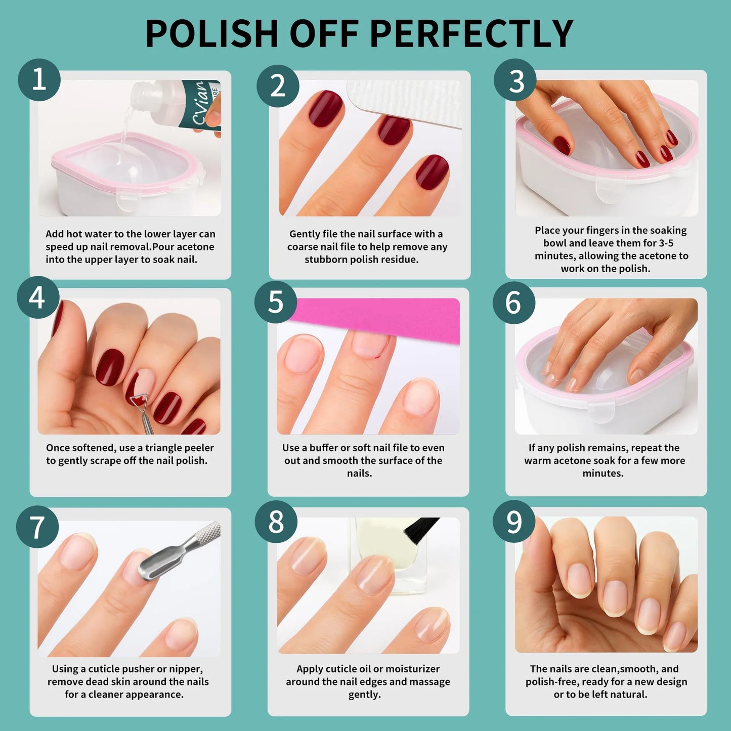 Containing 100% Acetone Nail Polish Remover, Quick Acting Formula Is Suitable for Gel, Dipping Powder and Acrylic Nail, Salon