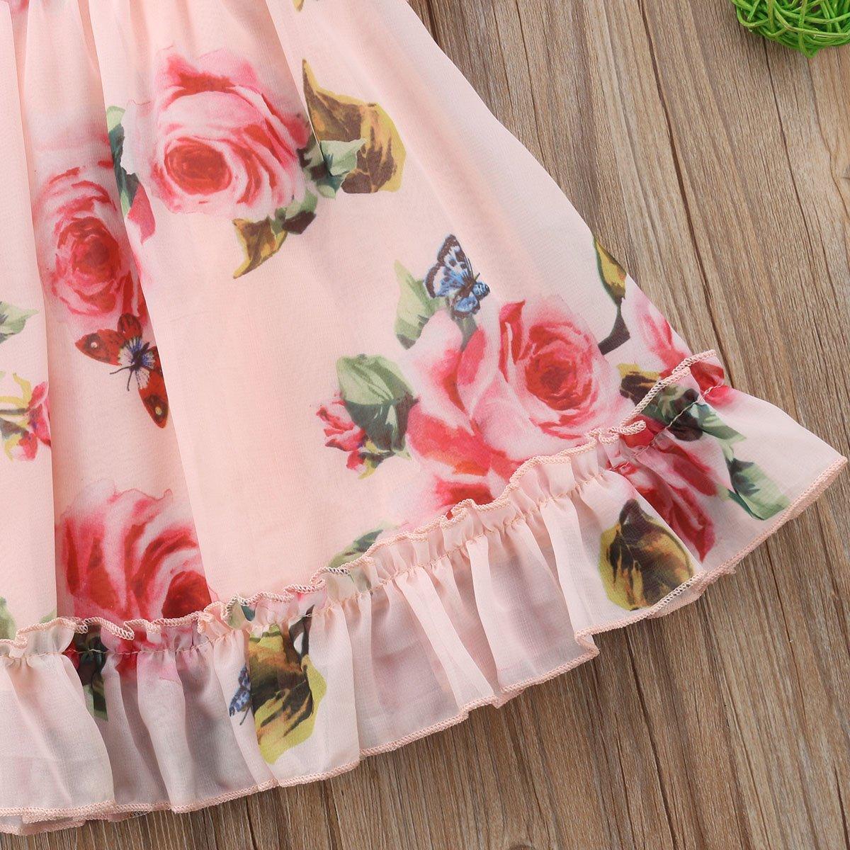Cute Baby Girls Dress with Flower Puff Sleeves A -line Dress For Baby Girls for Holiday Party