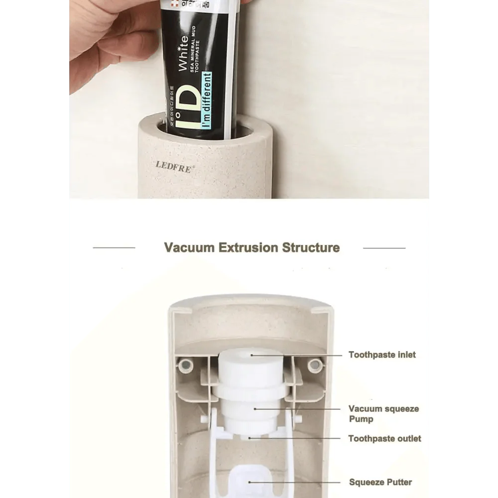 Easy Home Toothpaste Dispenser Squeezer Pasta Toothbrush Holder Wall Mounted Bathroom Products Accessories