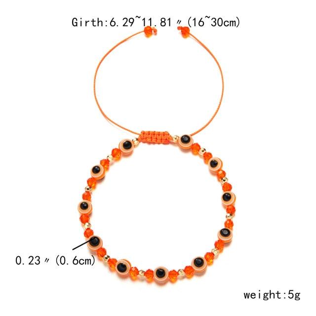 Pinky Promise Blue Bracelet Sets Colorful Crystal Bead Rope Chain Lucky Couple Bracelets Colorful Eye Bracelets Handmade Braided Rope Bracelets For Women Friendship Charm Jewelry