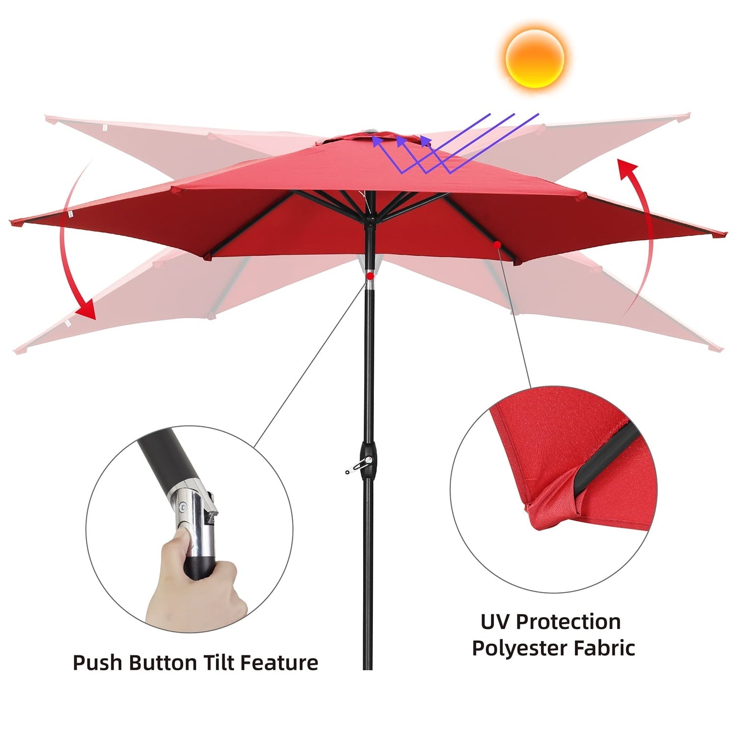 Ainfox 9ft  Patio Umbrella with Push Button Tilt and Crank, UV and Waterproof