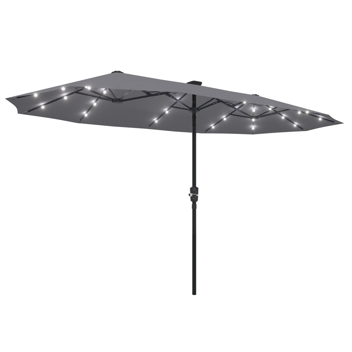 Ainfox 13ft Large Patio Umbrella with Solar Lights, Outdoor Double-Sided Rectangle Market Heavy Duty Umbrellas without Base