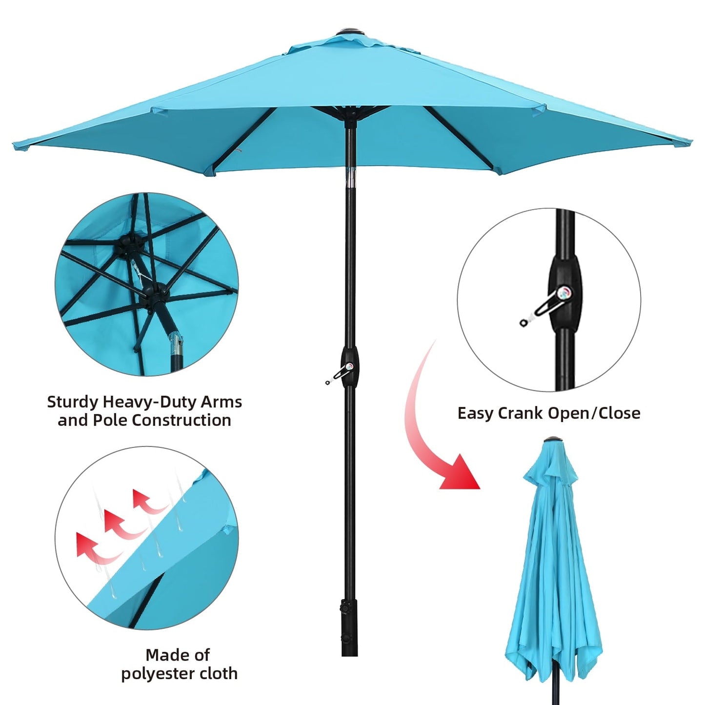 Ainfox 9ft  Patio Umbrella with Push Button Tilt and Crank, UV and Waterproof