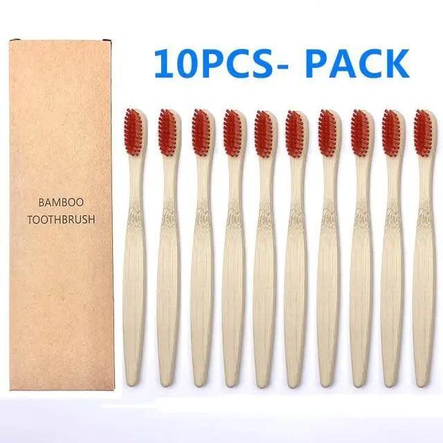 10 Pcs Natural Colorful Toothbrush Eco Friendly Soft Bamboo Toothbrush Bamboo Tooth Dental Oral Care Wood Tooth Brushes