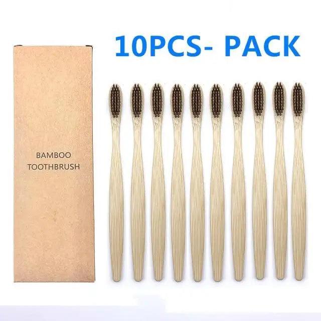 10 Pcs Natural Colorful Toothbrush Eco Friendly Soft Bamboo Toothbrush Bamboo Tooth Dental Oral Care Wood Tooth Brushes