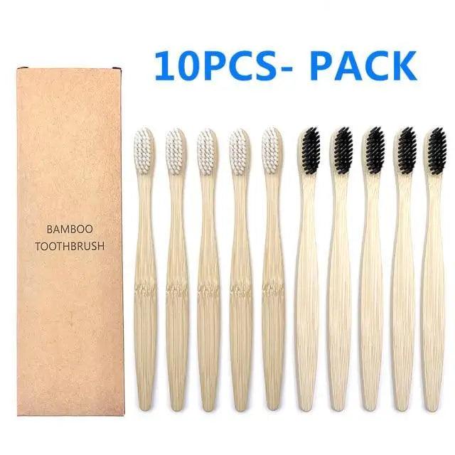 10 Pcs Natural Colorful Toothbrush Eco Friendly Soft Bamboo Toothbrush Bamboo Tooth Dental Oral Care Wood Tooth Brushes